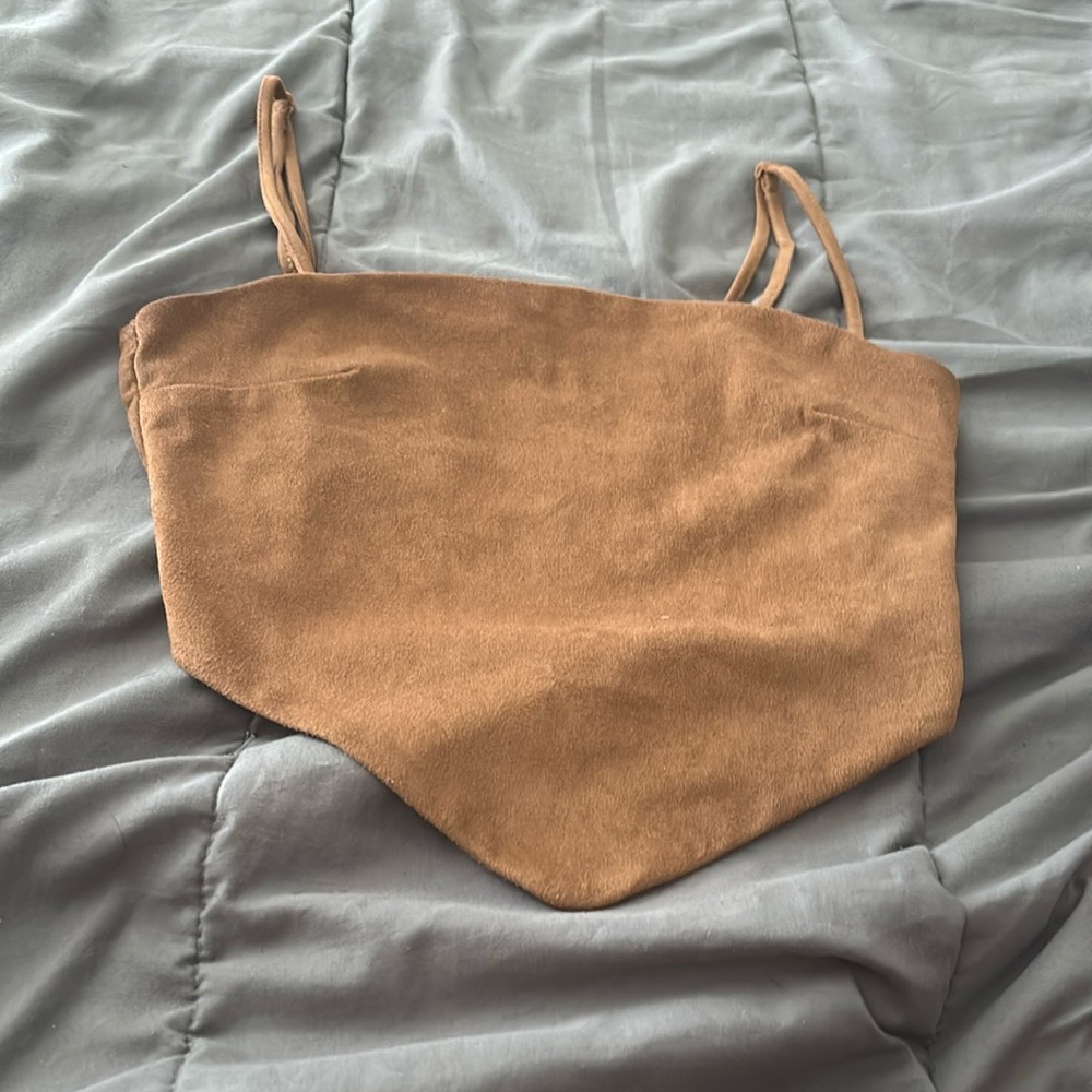 Brown Suede Crop Top
